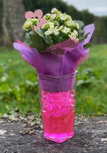 White Kalanchoe In Water Crystals Vase